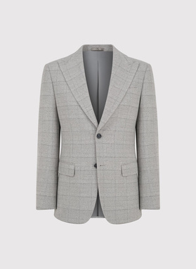 Szary garnitur męski w kratkę