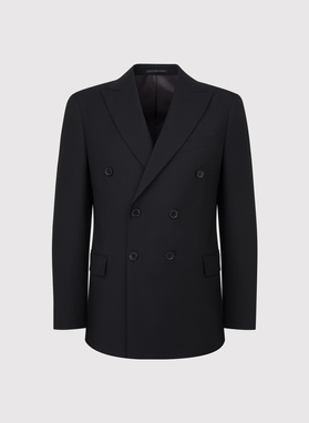 Dwurzędowa czarna marynarka garniturowa