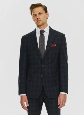 Garnitur męski w kratkę w odcieniu granatowym