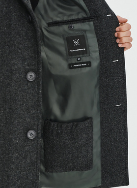 Męski płaszcz z wełną w szarym kolorze