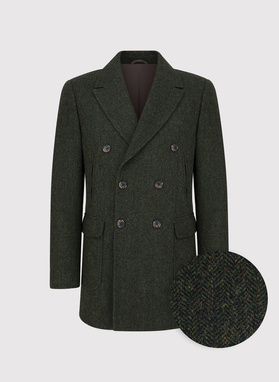 Zielony wełniany płaszcz męski