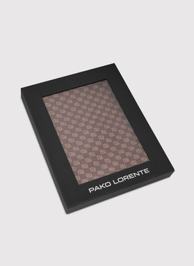 Brązowy szalik męski z beżowym sygnetem PL