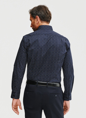 Granatowa koszula męska w mikrowzór