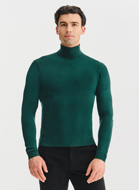 Ciemnozielony gładki golf męski