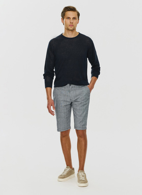 Męskie szorty w kratkę z lnem