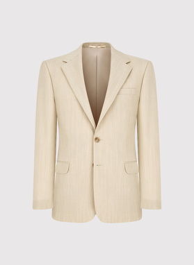 Beżowy wełniany garnitur męski