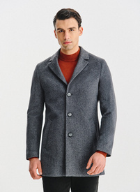 Szary płaszcz z wełną
