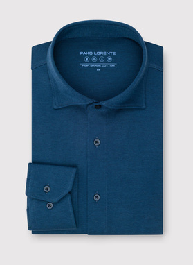 Granatowa dzianinowa koszula męska