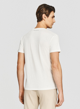 Biały bawełniany t-shirt z kieszonką