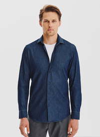 Granatowa koszula jeansowa