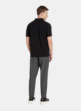 Czarne bawełniane polo w prążki
