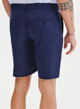 Lniane szorty męskie w kolorze granatowym