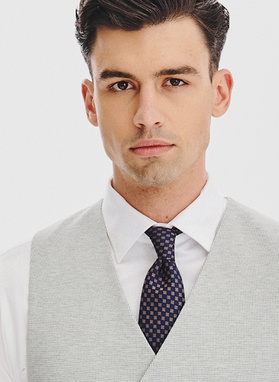 Dwurzędowa kamizelka męska w drobną kratę