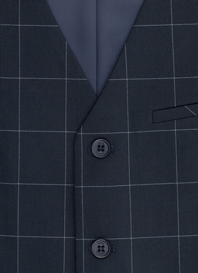 Granatowa kamizelka w kratę Windowpane