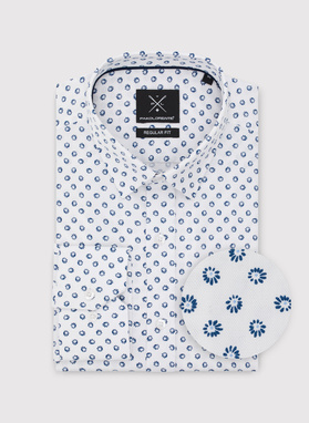 Biała bawełniana koszula mikrowzór