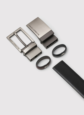 Dwustronny skórzany pasek z matową klamrą