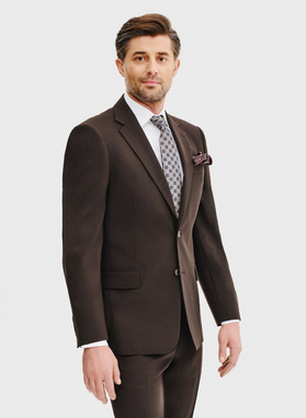 Gładki brązowy garnitur męski