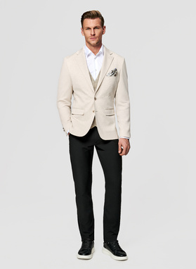 Beżowa dzianinowa marynarka męska