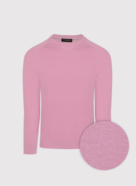 Różowy sweter męski o-neck