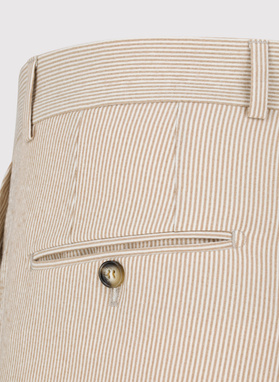 Beżowe spodnie ganiturowe w prążek