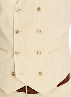 Beżowy wełniany garnitur męski