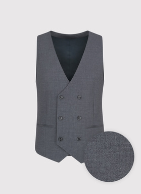 Szara dwurzędowa kamizelka męska