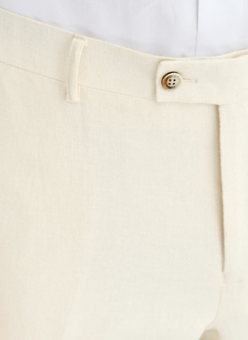 Ślubny beżowy garnitur z lnem