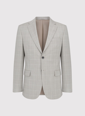 Wełniana marynarka garniturowa w kratkę