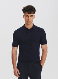 Granatowy swetrowy t-shirt polo