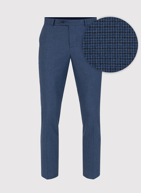 Granatowe spodnie garniturowe w pepitkę