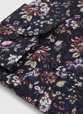 Granatowa koszula w kwiaty