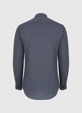Granatowa koszula męska w mikrowzór