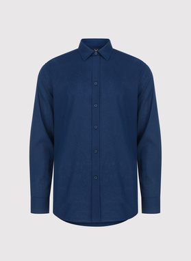 Granatowa koszula męska z lnem