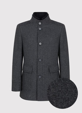 Szary płaszcz męski zapinany na guziki