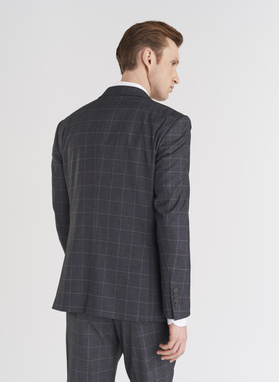 Szare garniturowe spodnie w kratę