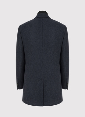 Grafitowy płaszcz męski z odpinanym kołnierzem