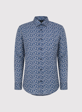 Granatowa koszula męska w kwiaty
