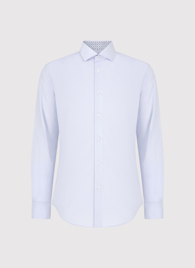 Błękitna koszula męska z kontrastowym wykończeniem