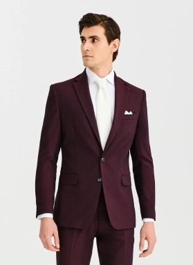 Ślubny bordowy garnitur męski