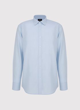 Błękitna koszula z lnu i bawełny