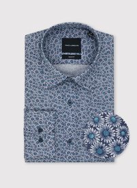 Niebieska koszula męska w kwiaty