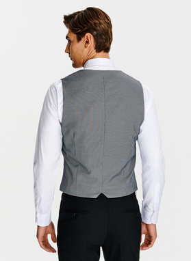 Dwurzędowa szara kamizelka w pepitkę