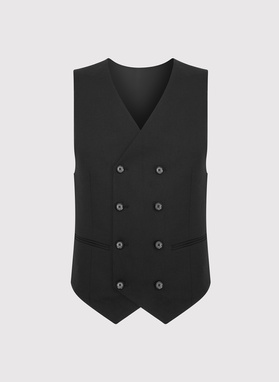 Czarna dwurzędowa kamizelka męska