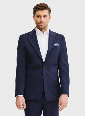 Wełniany granatowy garnitur męski