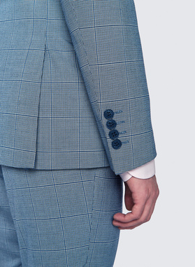 Niebieski garnitur męski w kratkę