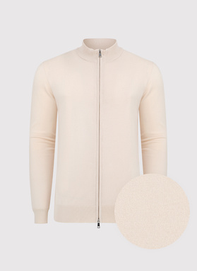 Sweter męski rozpinany w kolorze beżowym