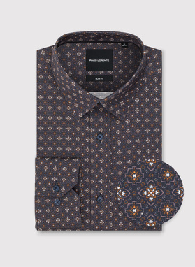 Brązowa koszula mikrowzór