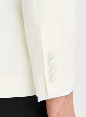 Wełniana beżowa marynarka smokingowa