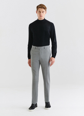 Szare spodnie garniturowe w delikatną kratę