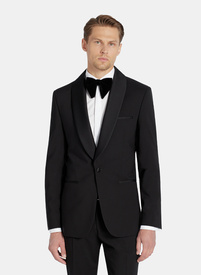 Smokingowa marynarka z poszerzonymi klapami szalowymi